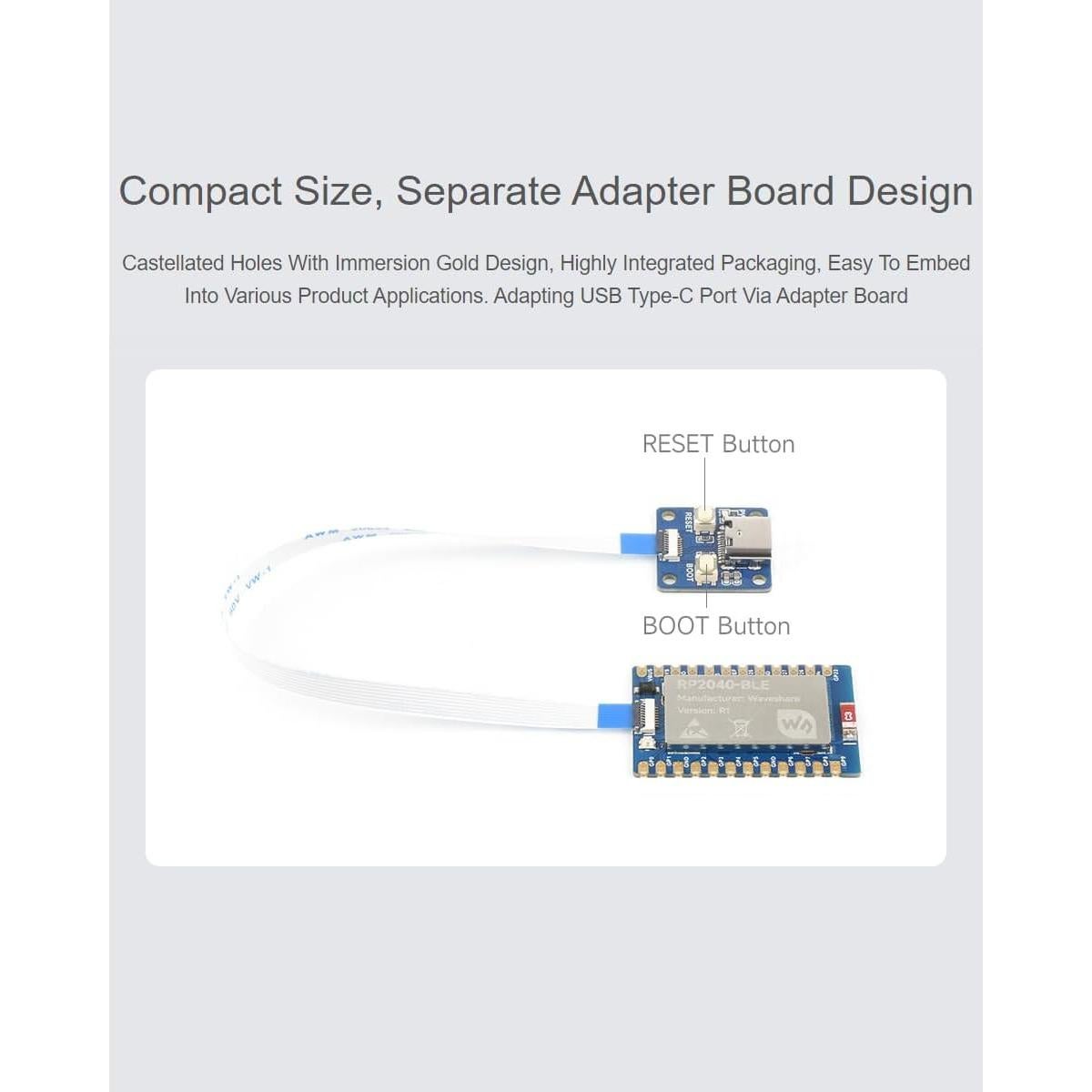 Placa de desarrollo RP2040-BLE Waveshare con USB tipo C