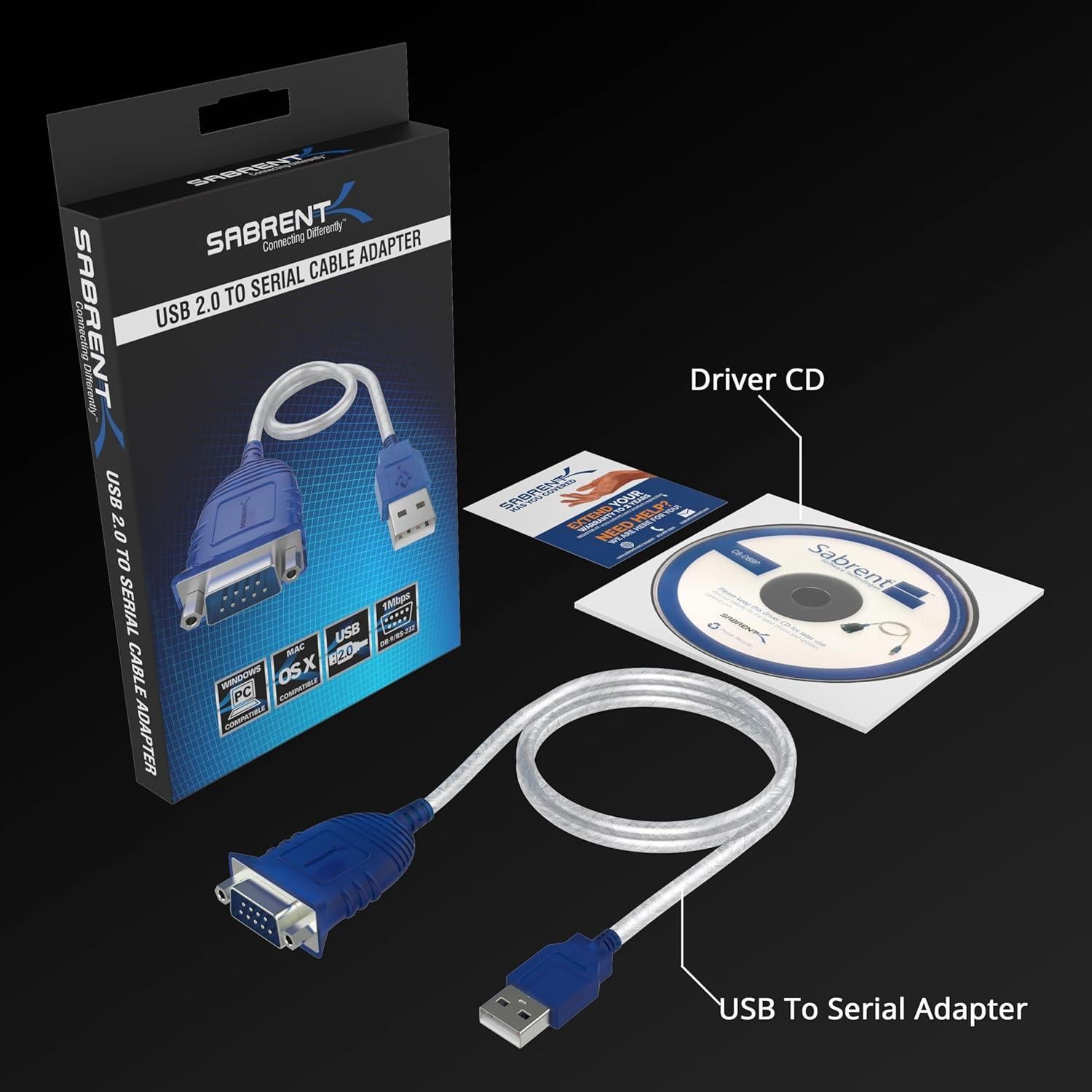 Convertidor USB 2.0 a Serial RS-232 SABRENT 0.76m