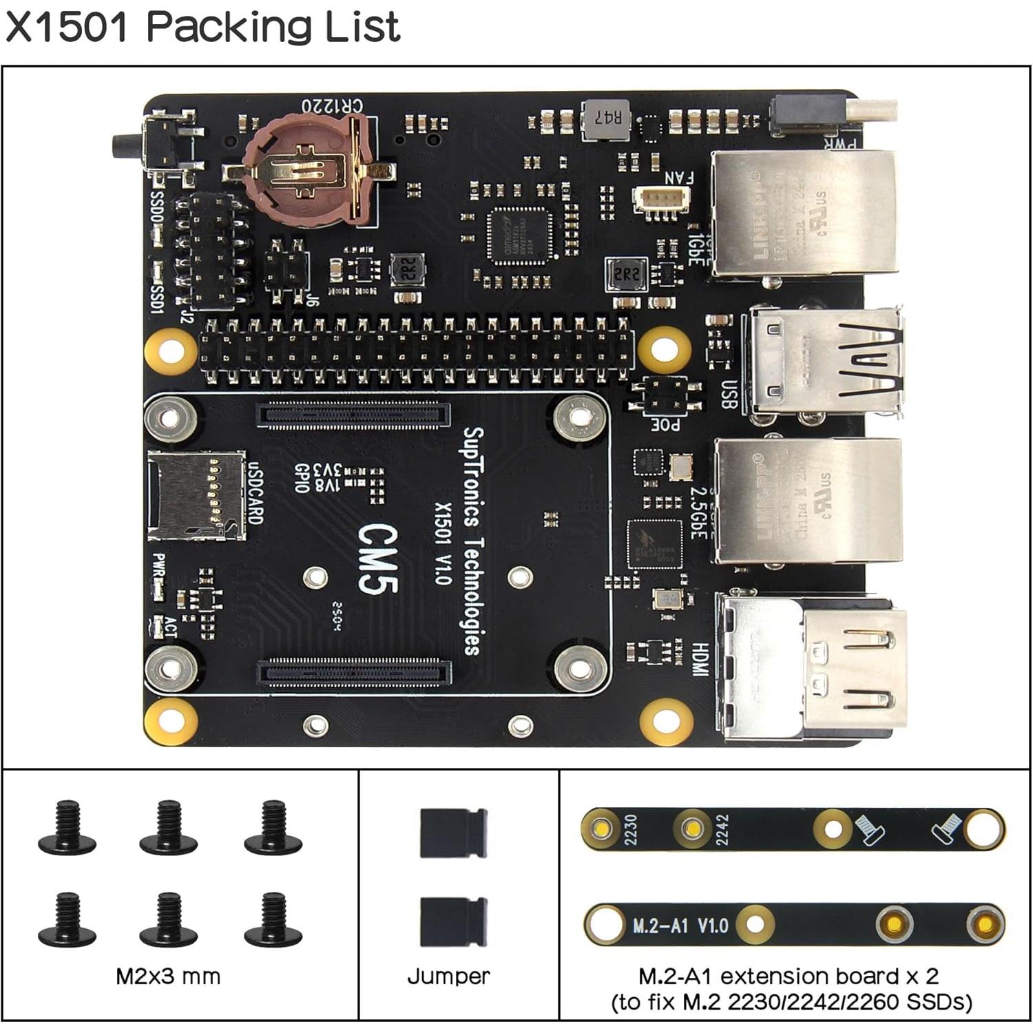 Placa de expansión Geekworm X1501 para Raspberry Pi CM5 - Dual M.2 NVMe SSD