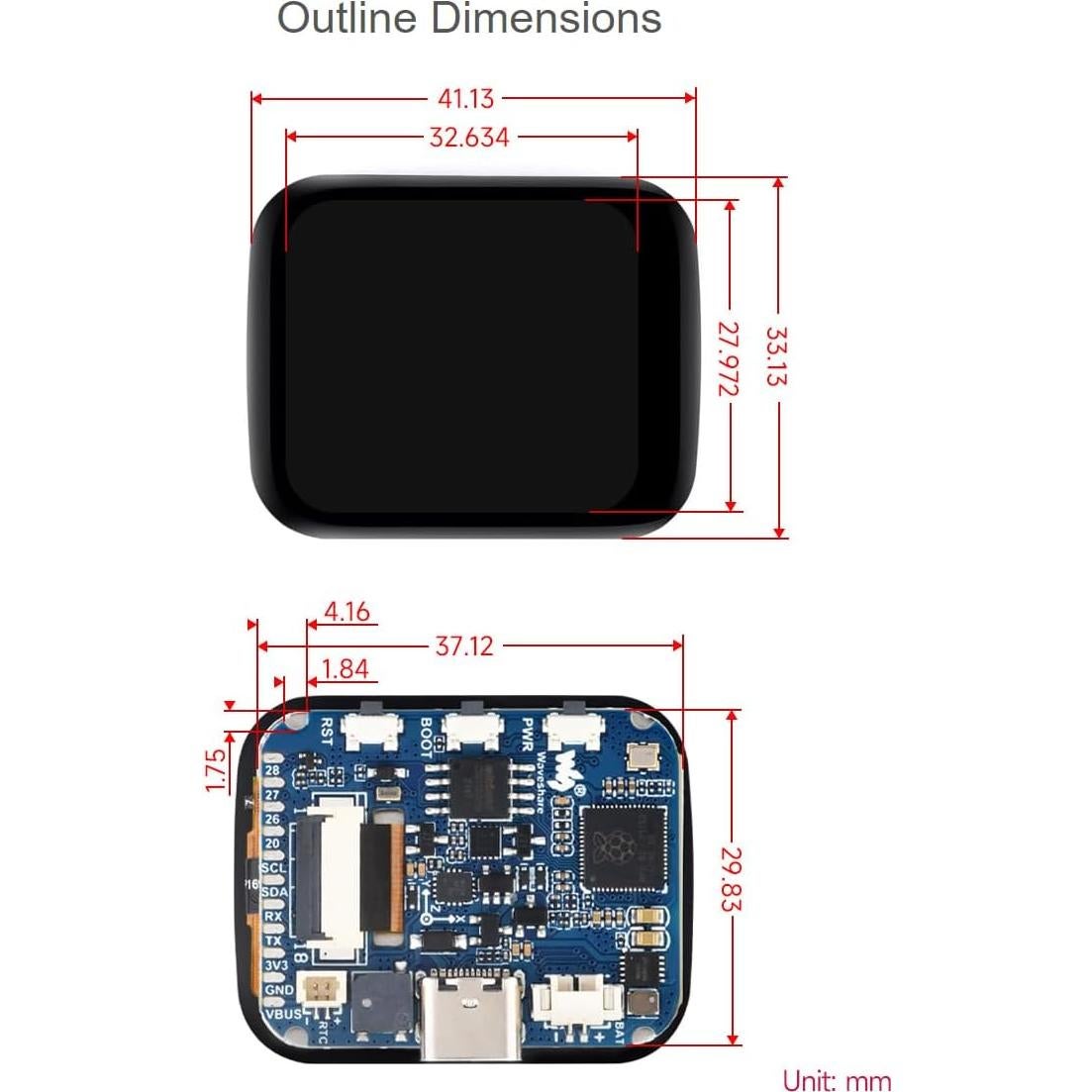 Placa de desarrollo Waveshare RP2040 con LCD táctil 1.69"