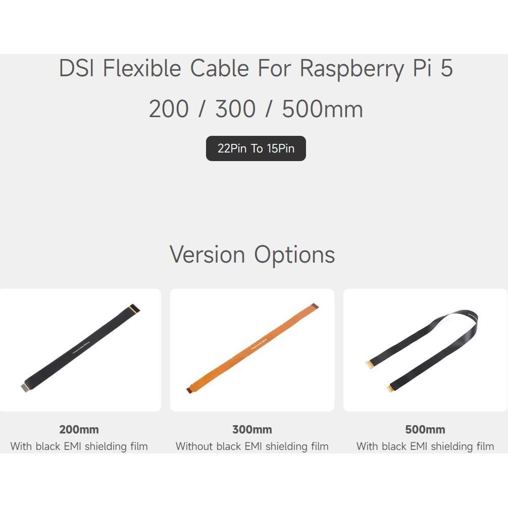 Cable flexible DSI FPC 3PCS Waveshare 300mm 22Pin a 15Pin