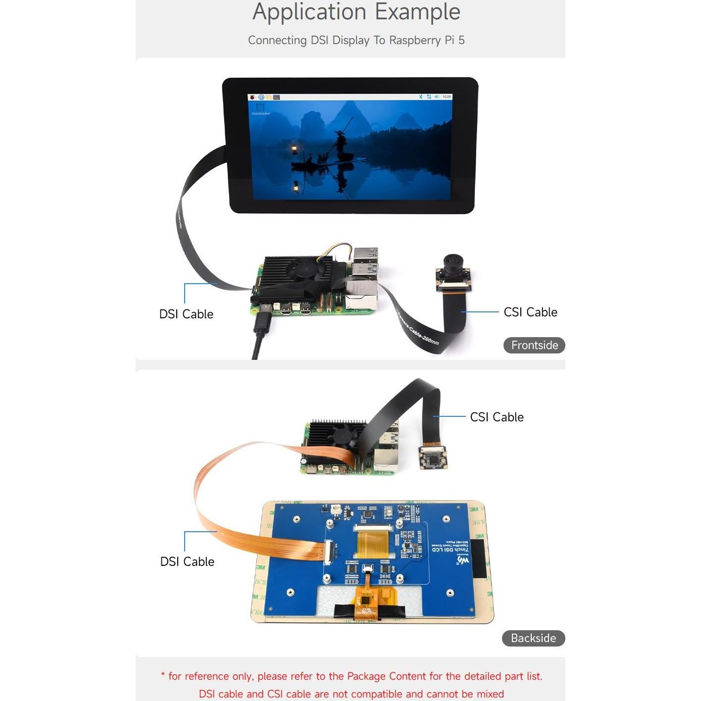 Cable flexible DSI FPC 3PCS Waveshare 300mm 22Pin a 15Pin