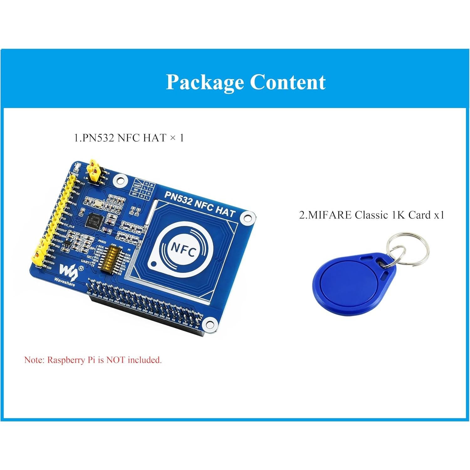 PN532 NFC HAT UeeKKoo para Raspberry Pi - Soporta I2C, SPI, UART