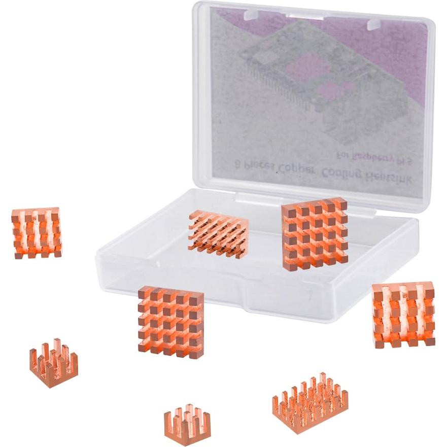 Disipadores de Cobre GeeekPi para Raspberry Pi 5 - 8 Piezas