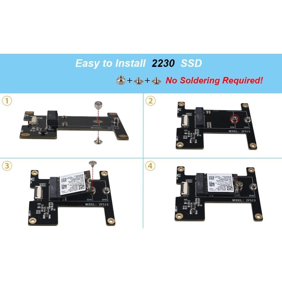 Adaptador SSD NVMe M.2 Key-M ZDE ZP513 para Raspberry Pi 5
