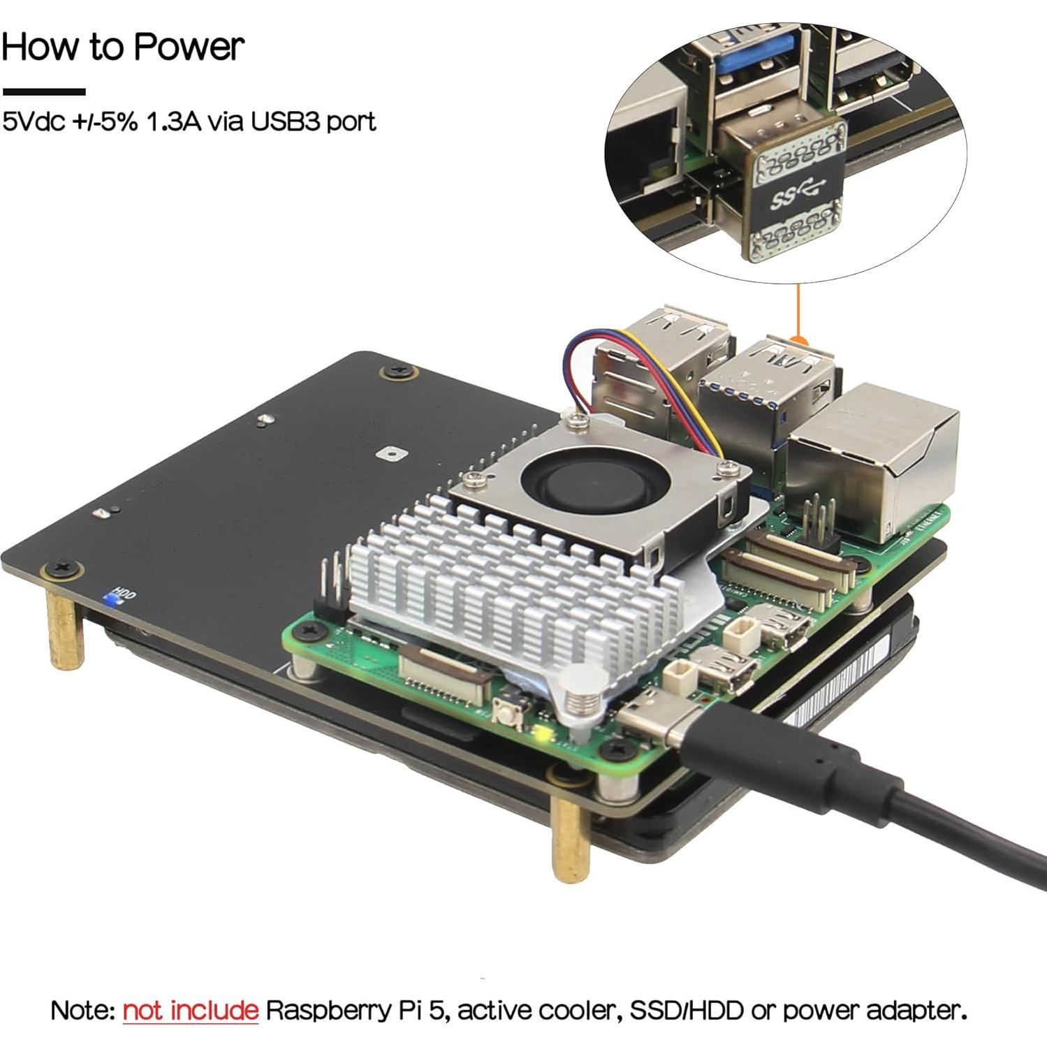 Geekworm X1100 Shield SATA HDD/SSD para Raspberry Pi 5