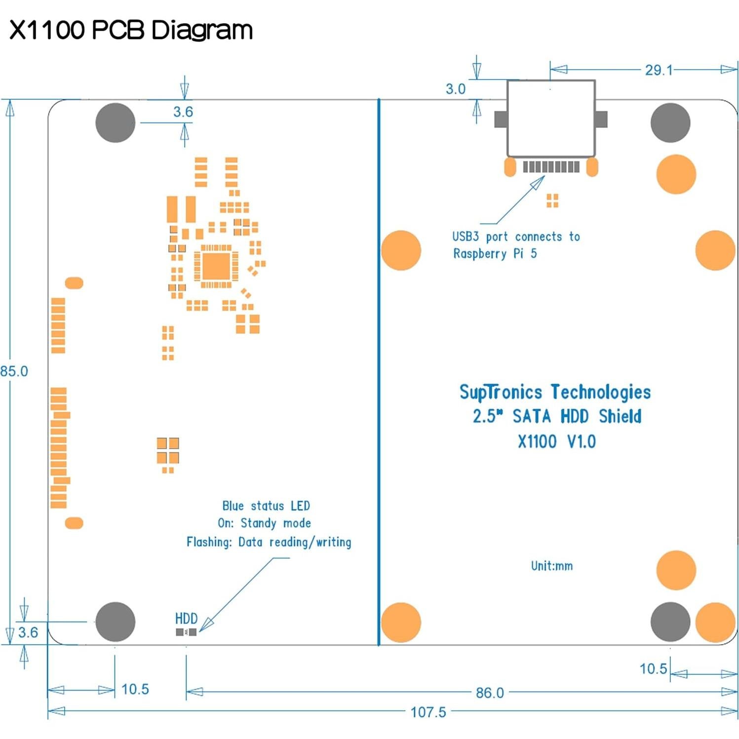 Geekworm X1100 Shield SATA HDD/SSD para Raspberry Pi 5