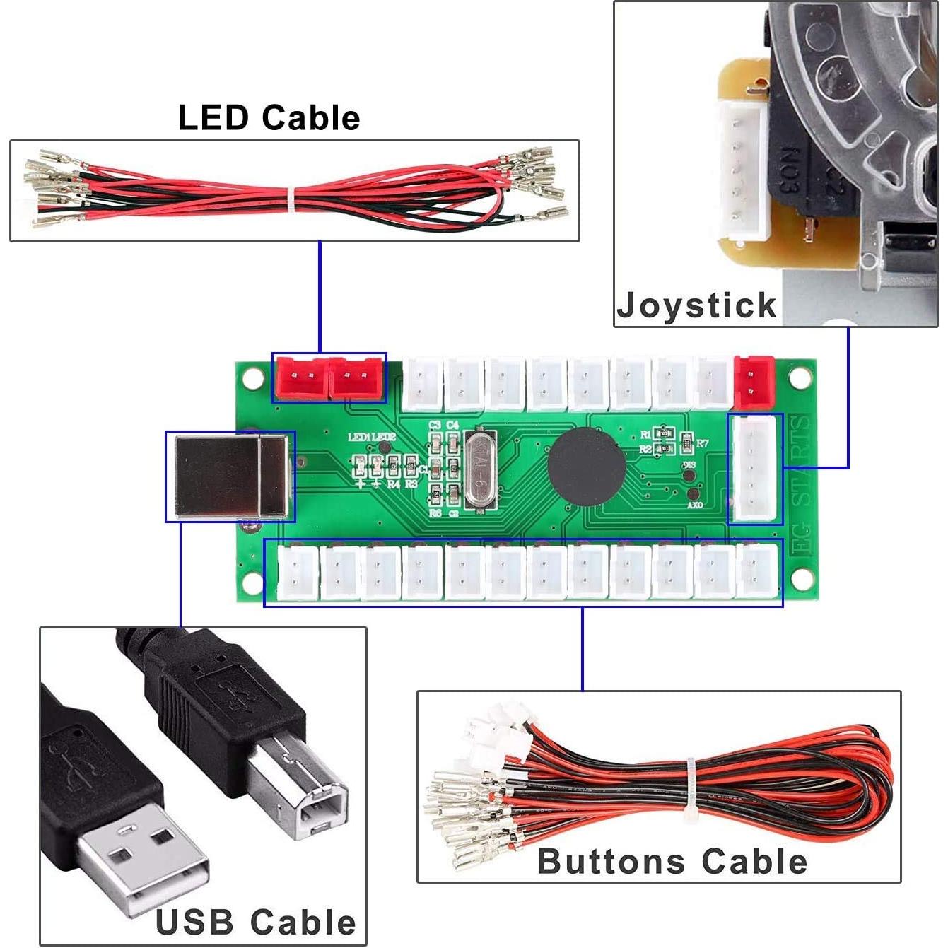Kit Arcade LED Fosiya para 4 Jugadores DIY USB