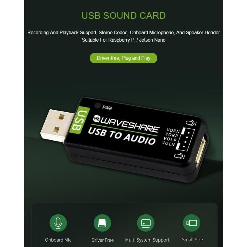 Tarjeta de Sonido USB Wonrabai con Altavoz 5W y Micrófono