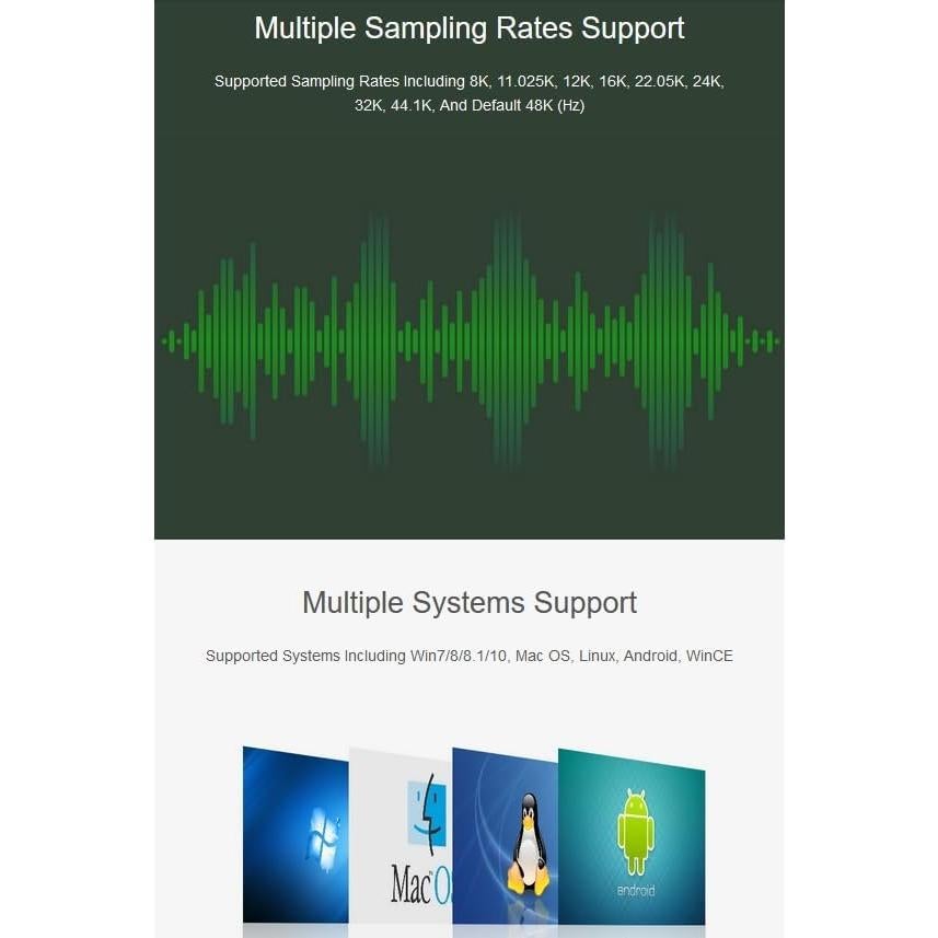 Tarjeta de Sonido USB Wonrabai con Altavoz 5W y Micrófono