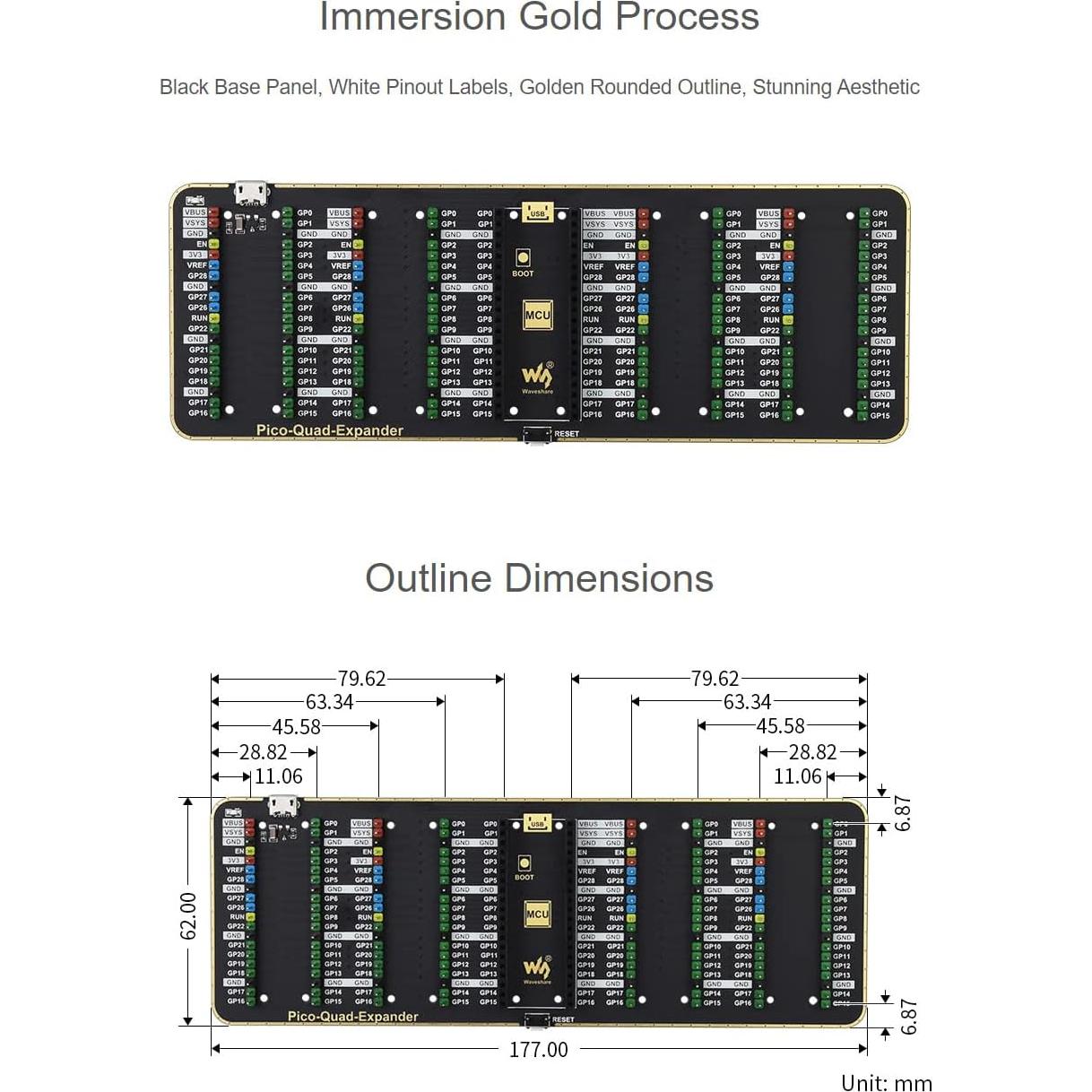 Expansor GPIO Cuádruple Waveshare para Raspberry Pi Pico