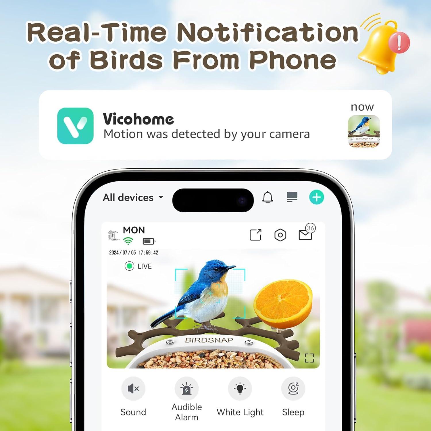 Comedero para Aves birdsnap MON200 con Cámara 2K y 32GB