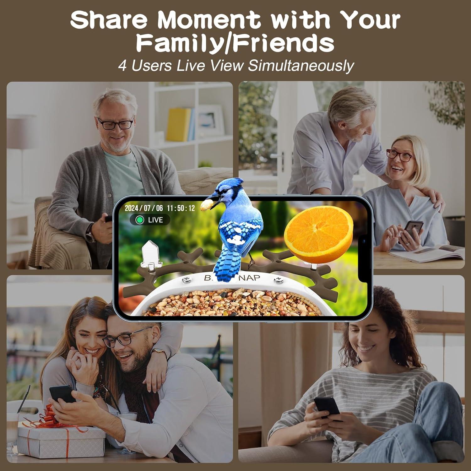 Comedero para Aves birdsnap MON200 con Cámara 2K y 32GB