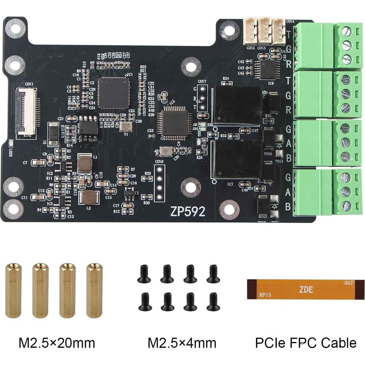 Placa de Expansión ZDE ZP592 PCIe a 4 Puertos RS485/RS232 para Raspberry Pi 5