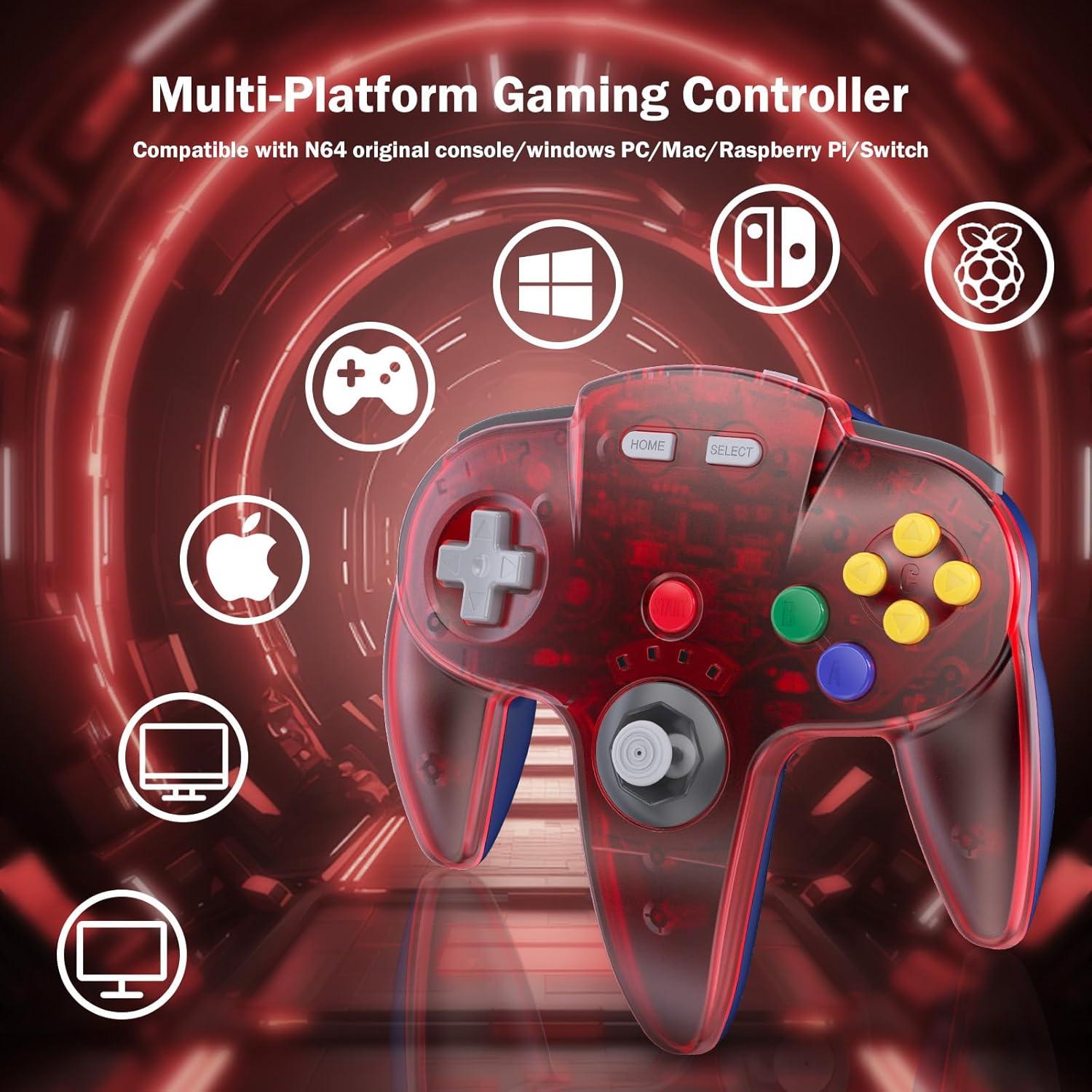 Controlador Inalámbrico KIWITATA N64 para Switch y PC - Rojo