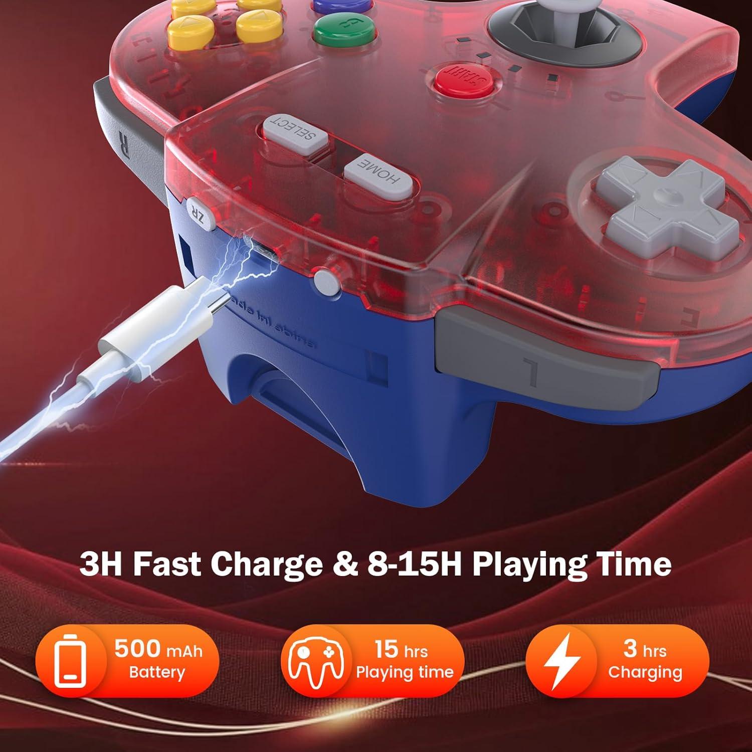 Controlador Inalámbrico KIWITATA N64 para Switch y PC - Rojo