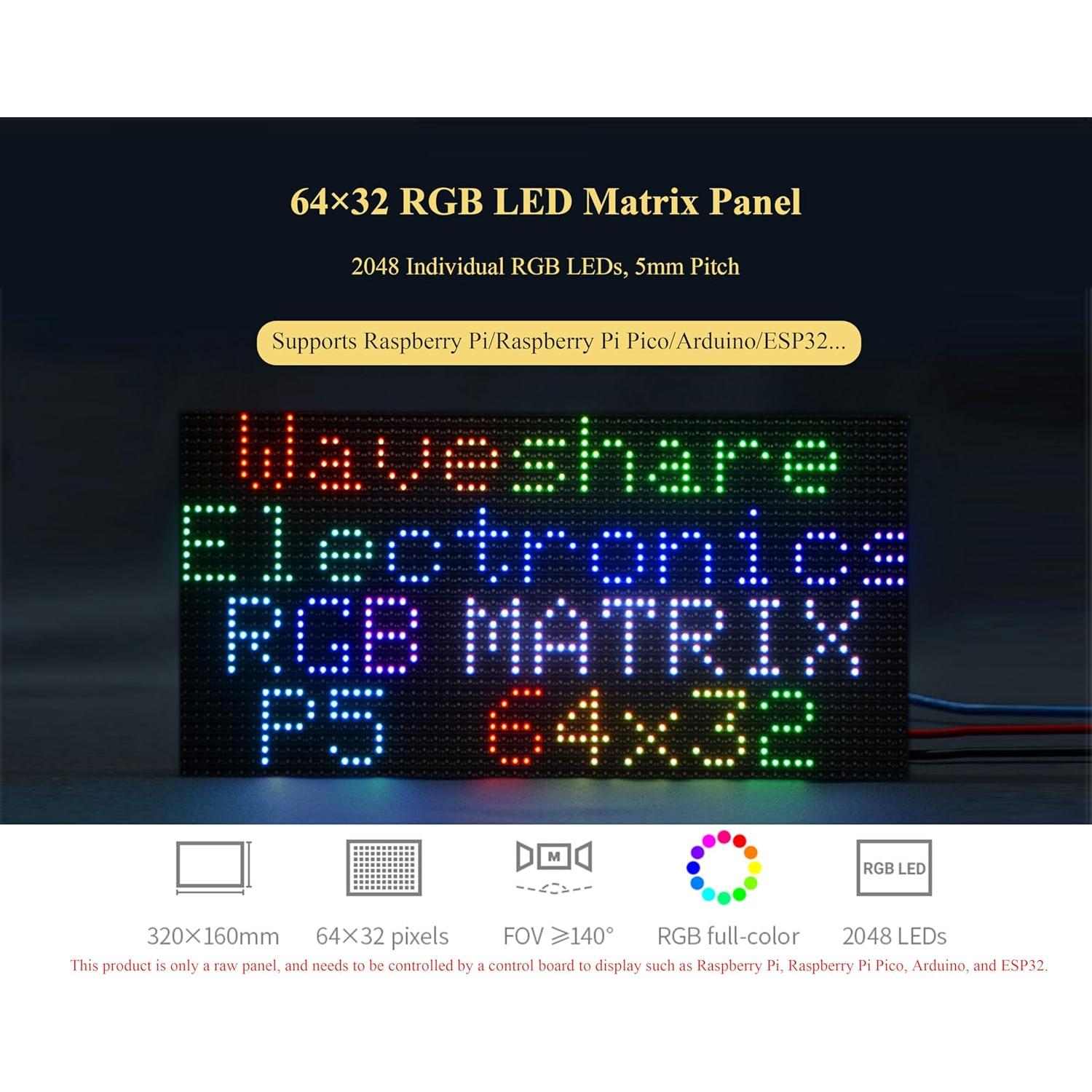 Panel de Matriz LED RGB 64x32 UeeKKoo 2048 LEDs Brillo Ajustable