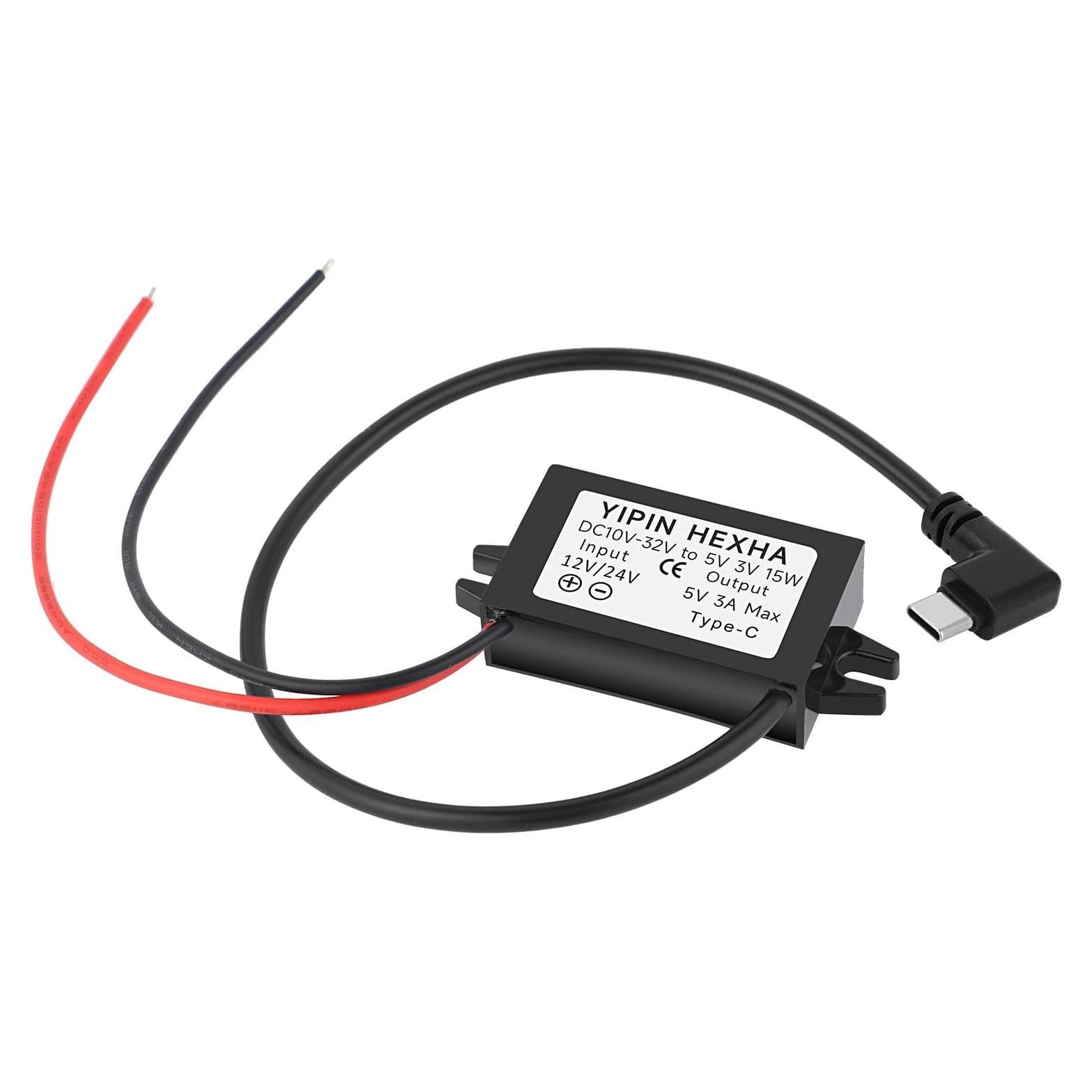 Convertidor DC 24V/12V a 5V USB Tipo-C YIPIN HEXHA 3A 15W