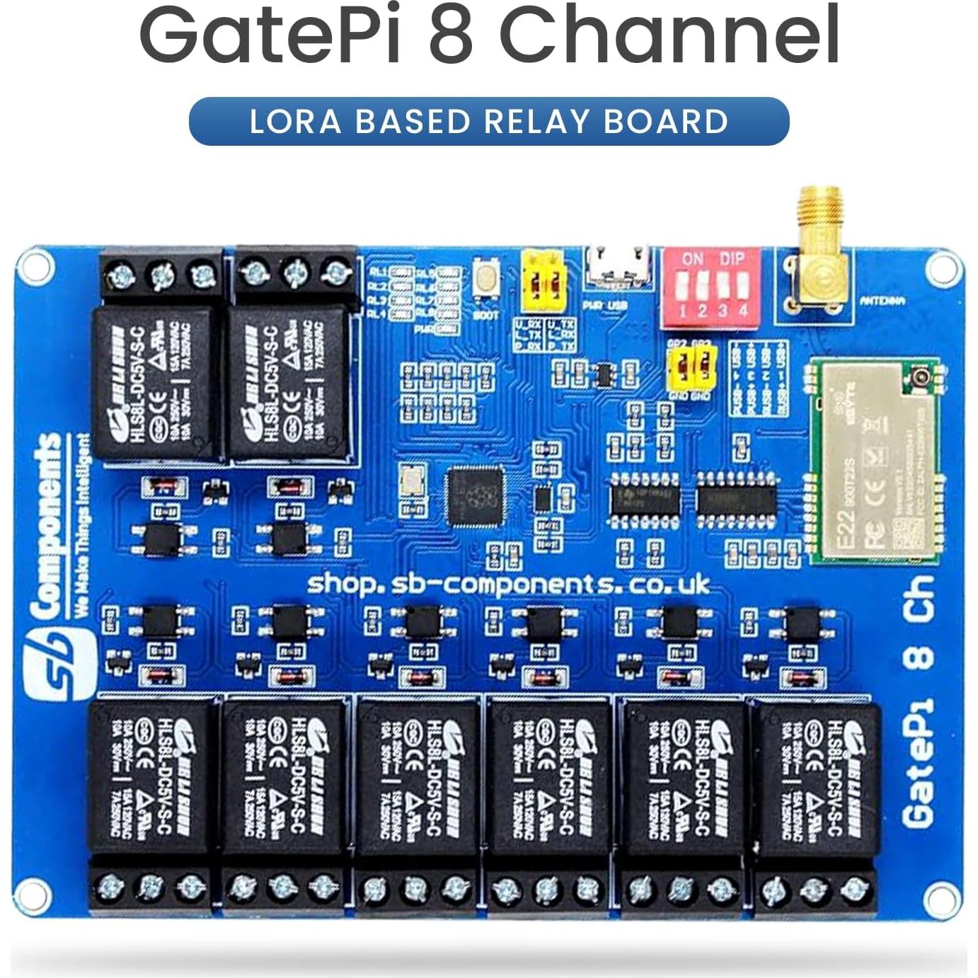 Placa de Relé LoRa 8 Canales sb components 915MHz