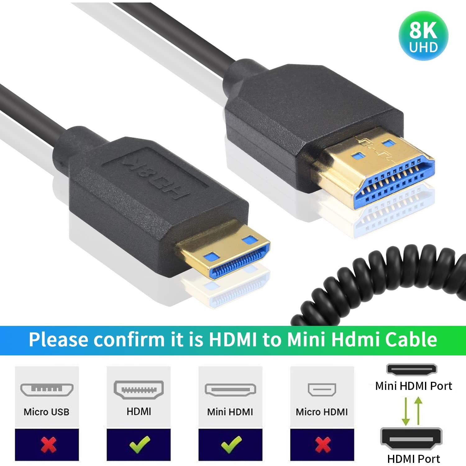 Cable Mini HDMI a HDMI Duttek 8K 48Gbps 1.2m Flexible