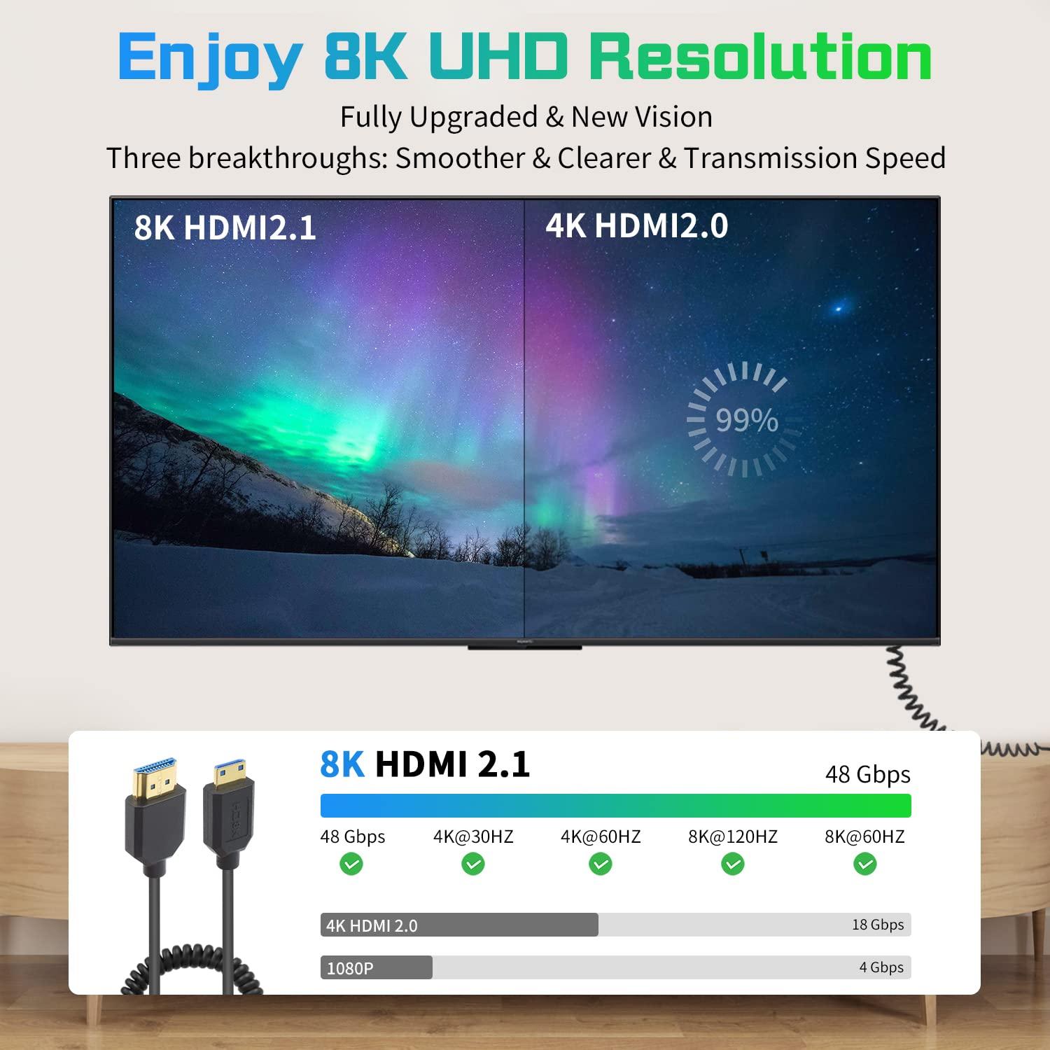 Cable Mini HDMI a HDMI Duttek 8K 48Gbps 1.2m Flexible