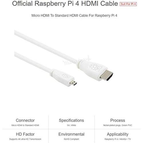 Cable Micro HDMI a HDMI TOP1 1M 4K Ultra HD Raspberry Pi 4