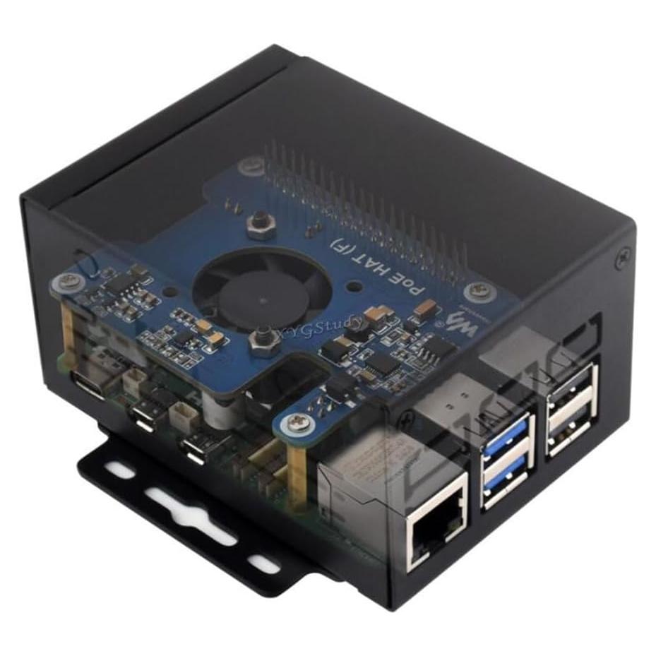 Caja de Metal Industrial XYGStudy para Raspberry Pi 5 - Soporte Ventilador y HATs