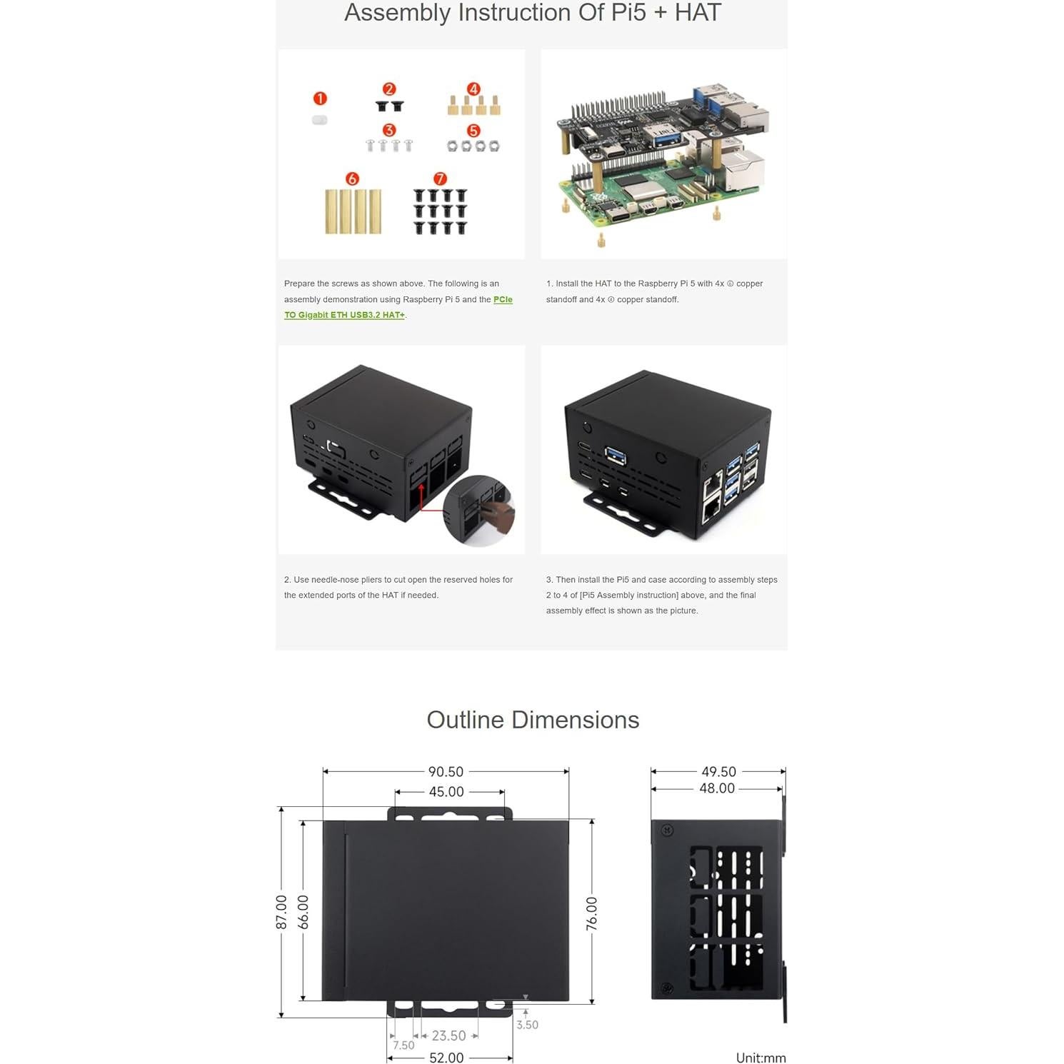 Caja de Metal Industrial XYGStudy para Raspberry Pi 5 - Soporte Ventilador y HATs
