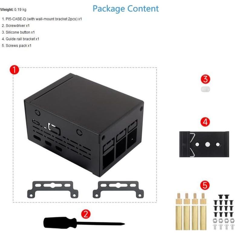 Caja de Metal Industrial XYGStudy para Raspberry Pi 5 - Soporte Ventilador y HATs