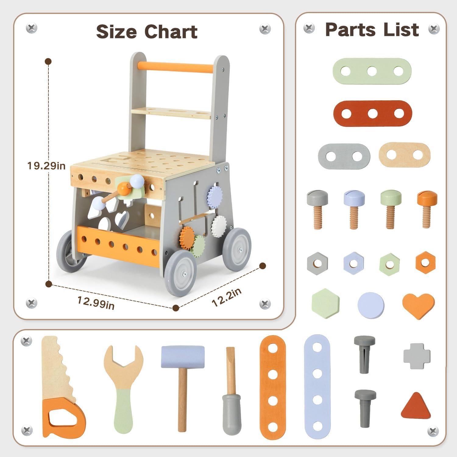 Andador de Madera labebe para Bebés con Velocidad Ajustable