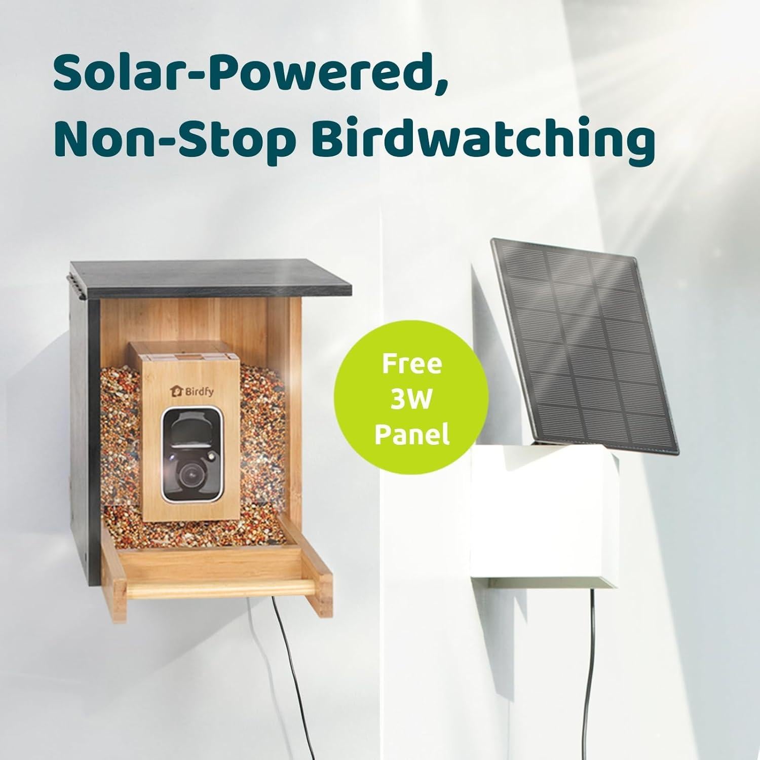 Comedero Inteligente Birdfy AI de Bambú Solar 24,89 cm