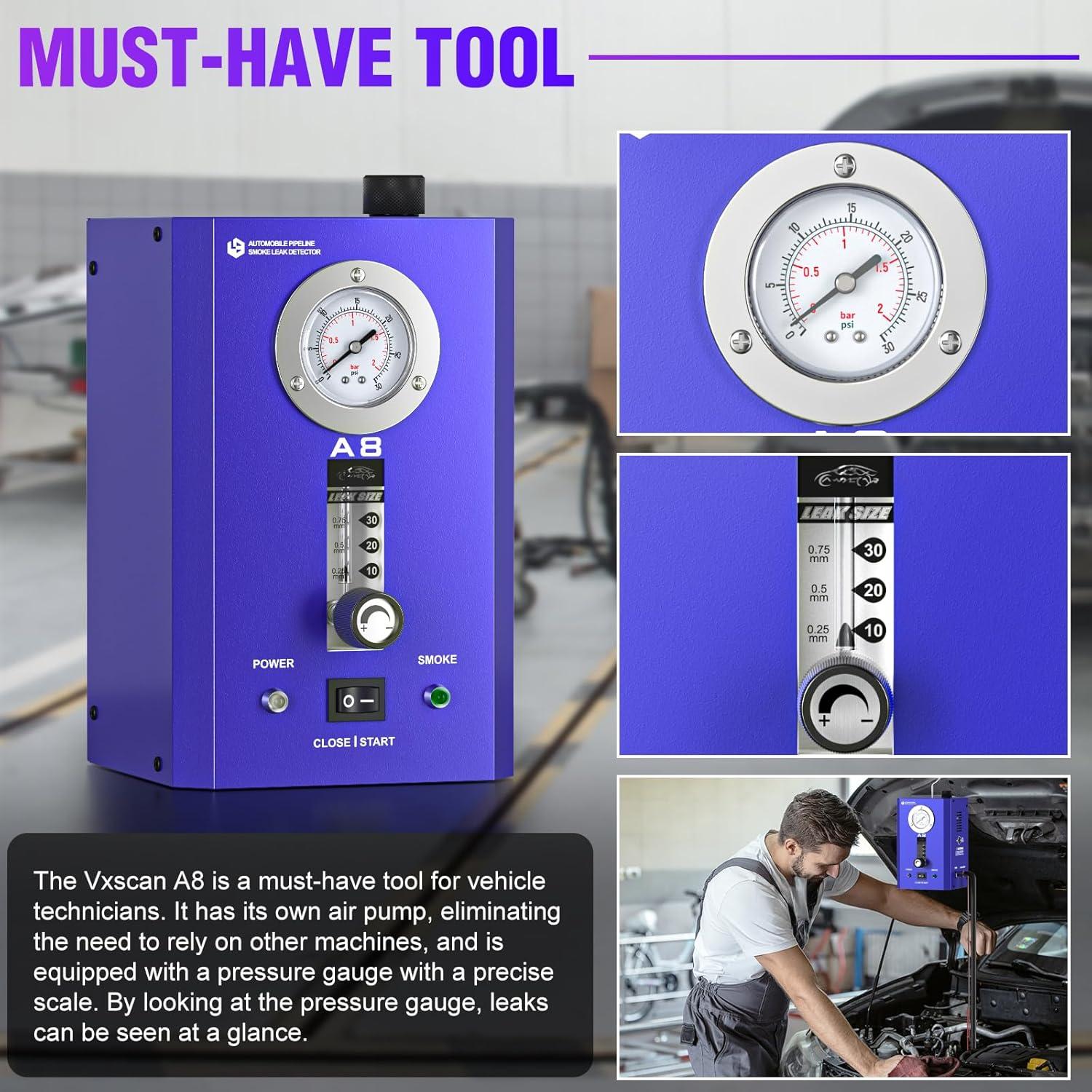 Detector de Fugas de Humo VXSCAN SO736 12V con Manómetro