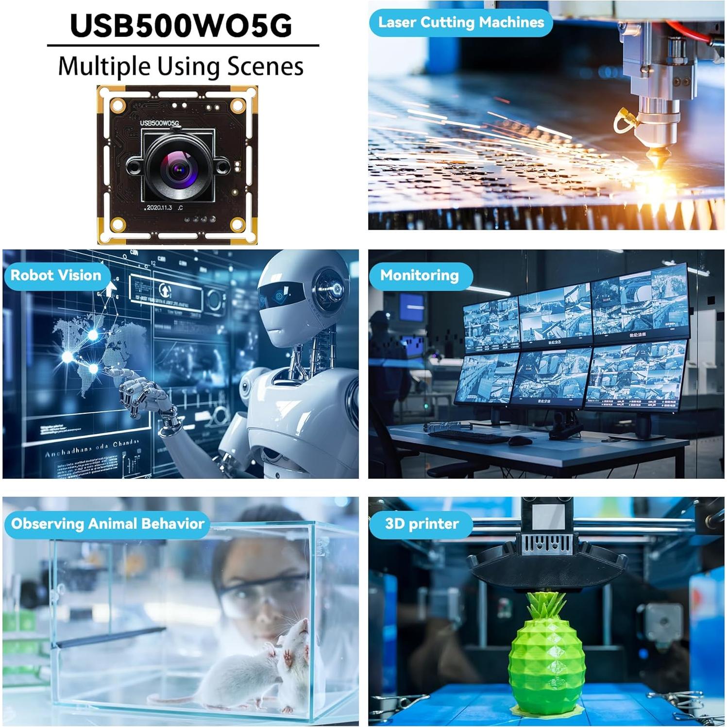 Cámara USB 5MP GEMSTONEGO Lente Ojo de Pez 180 Grados