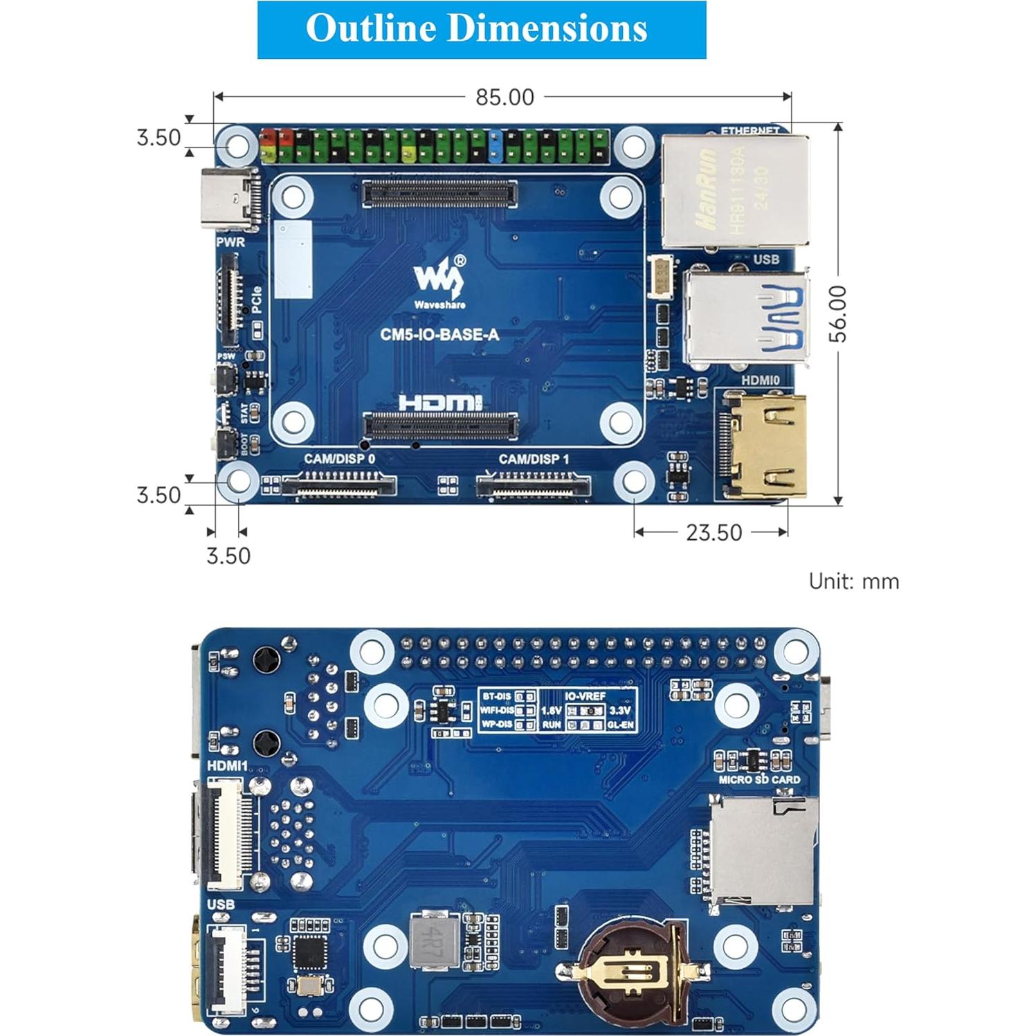 Mini Base Board UeeKKoo para Raspberry Pi CM5 con GPIO 40PIN