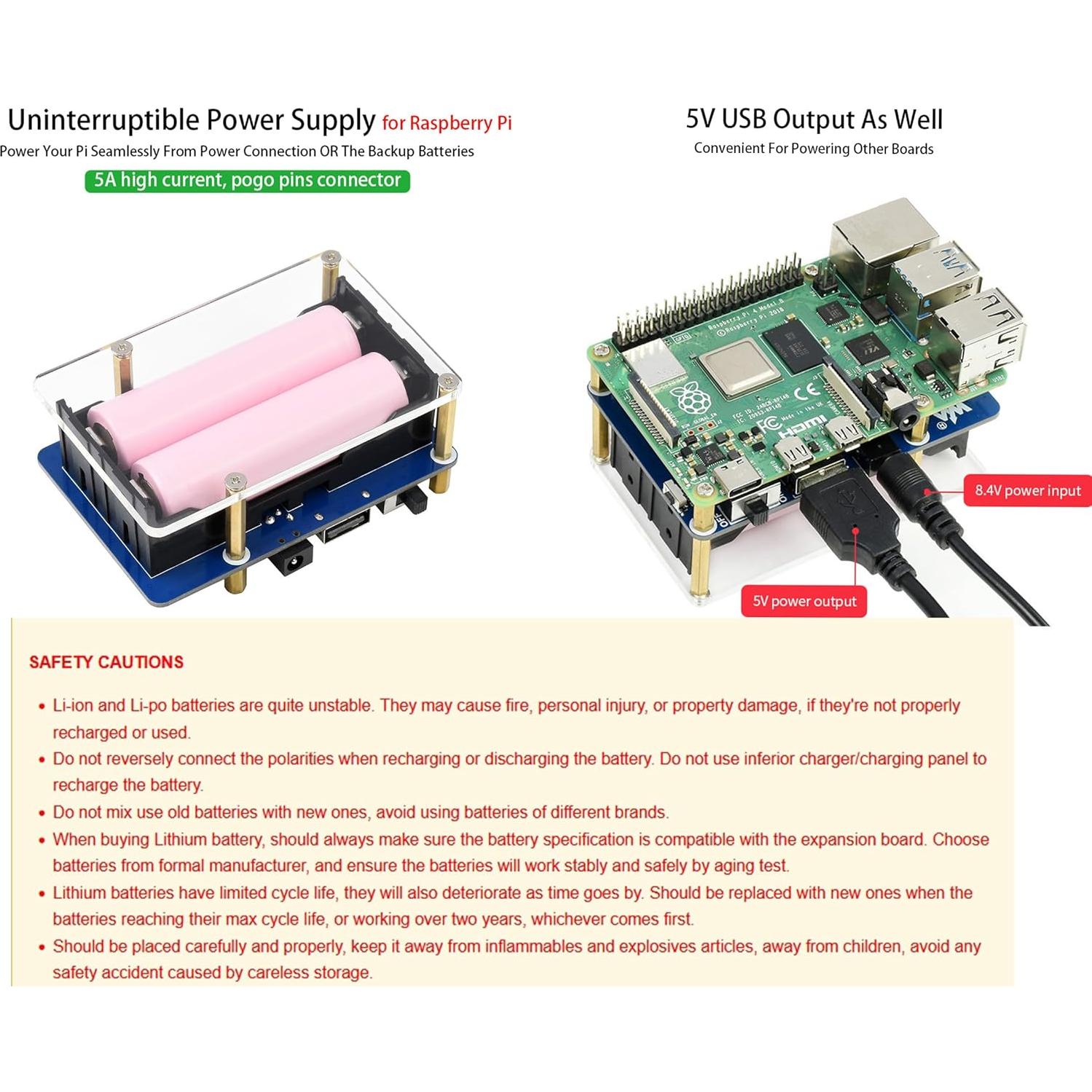 Fuente de Alimentación Ininterrumpida UPS HAT UeeKKoo para Raspberry Pi 4B/3B+