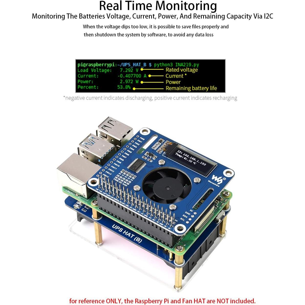 Fuente de Alimentación Ininterrumpida UPS HAT UeeKKoo para Raspberry Pi 4B/3B+