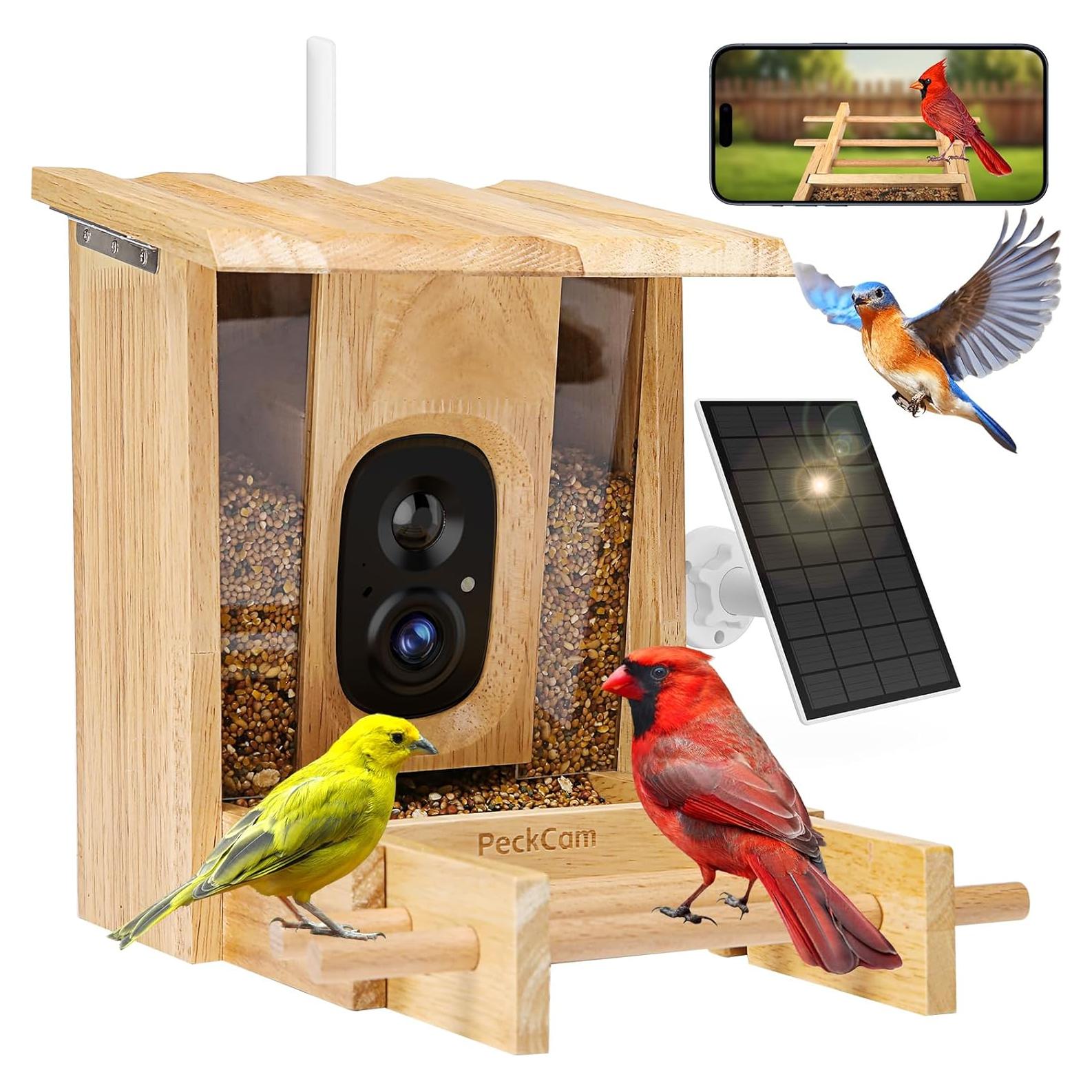 Comedero para Aves PeckCam® con Cámara Solar 1080P