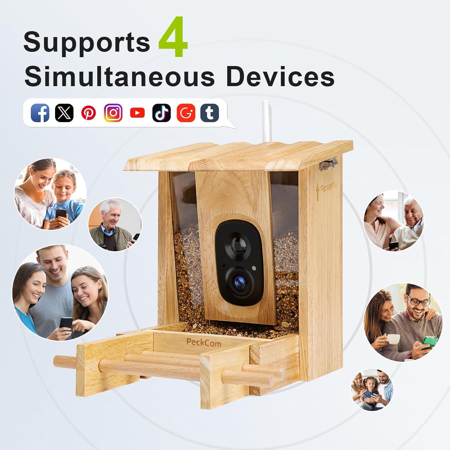 Comedero para Aves PeckCam® con Cámara Solar 1080P