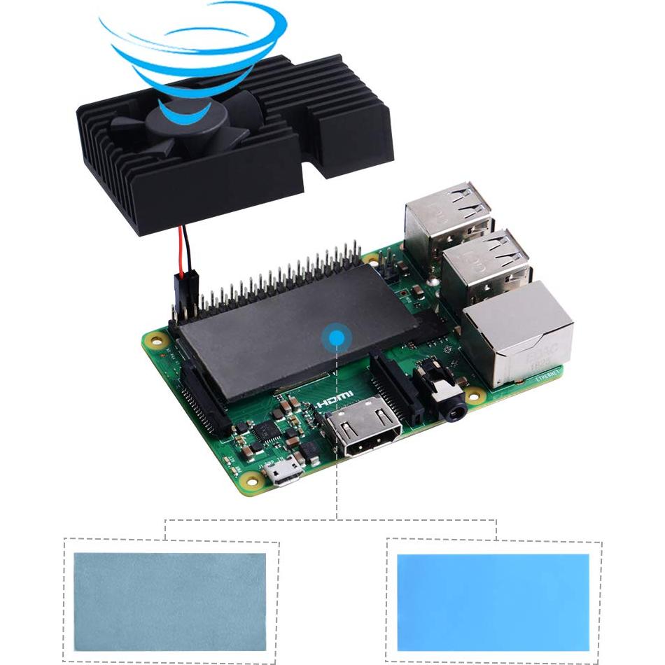 GeeekPi Fan Heasink Raspberry Pi 4, Pi Aluminum Heatsink Cooling Kit for Raspberry Pi 4B/3B/3B+ (B Plus)