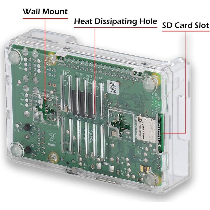 Caja Protectora Transparente ABS para Raspberry Pi 3B+ con Disipador