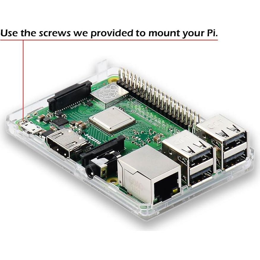 Caja Protectora Transparente ABS para Raspberry Pi 3B+ con Disipador