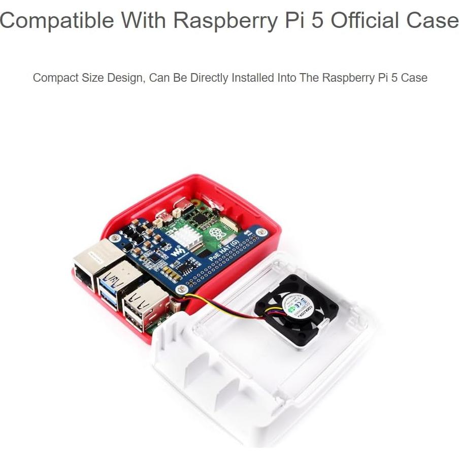 PoE HAT (G) Waveshare para Raspberry Pi 5 con Caja Oficial