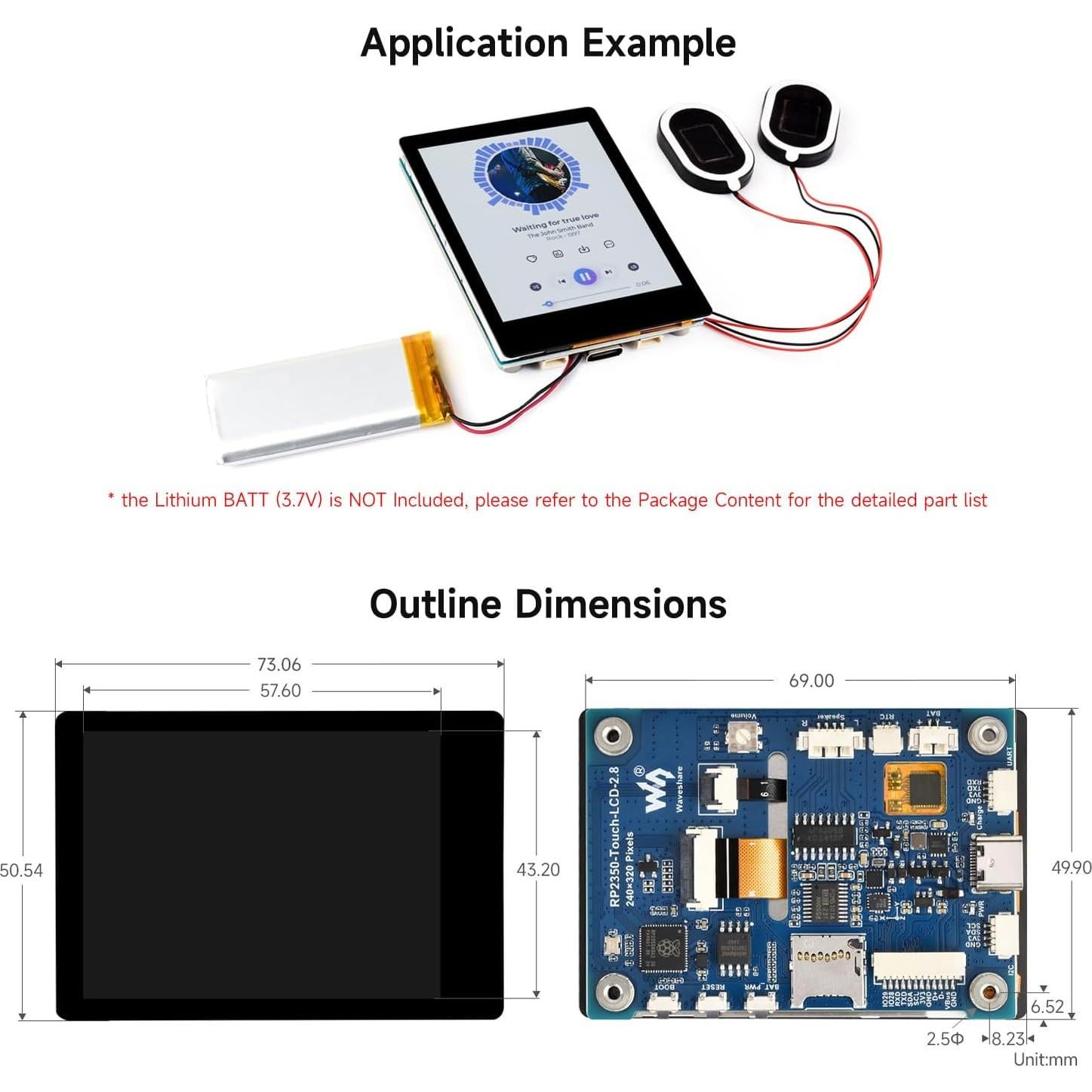Pantalla Táctil Capacitiva Waveshare RP2350 2.8" 240x320 IPS