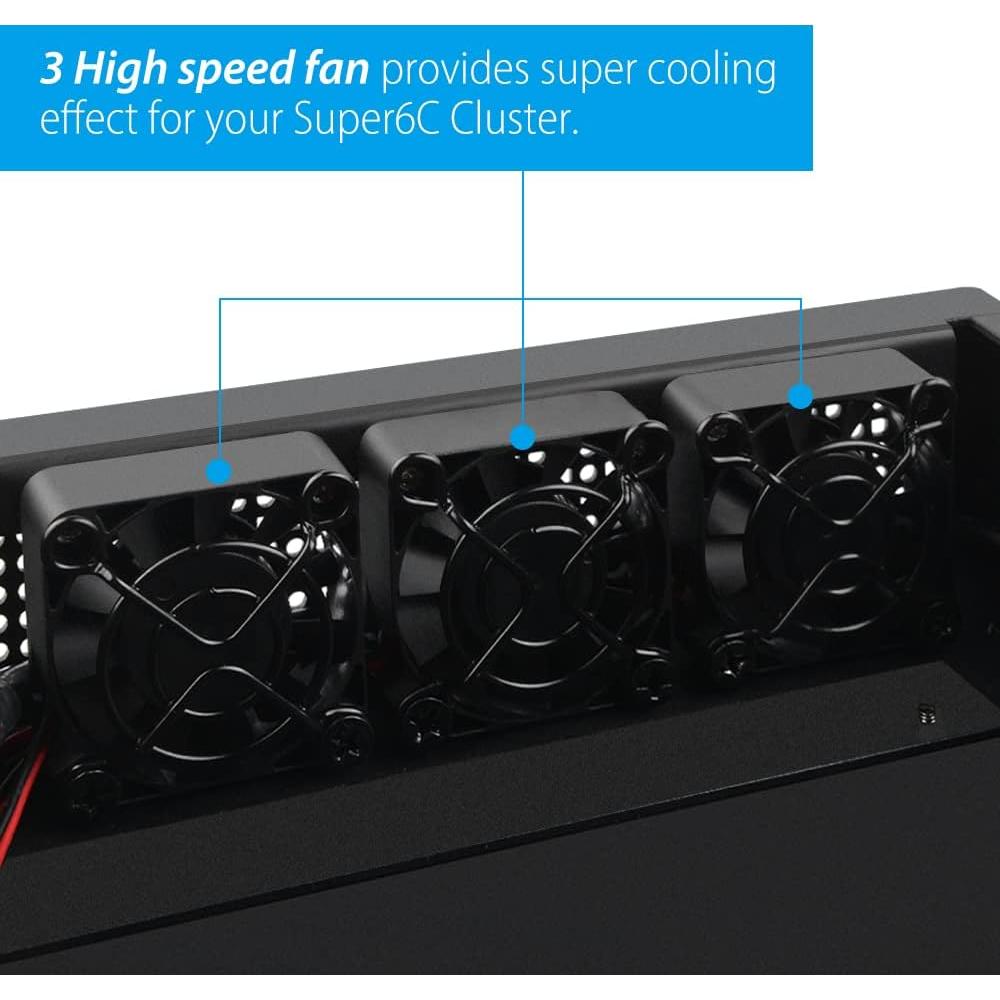 Kit Caja ITX GeeekPi para Placa Super6C con 3 Ventiladores