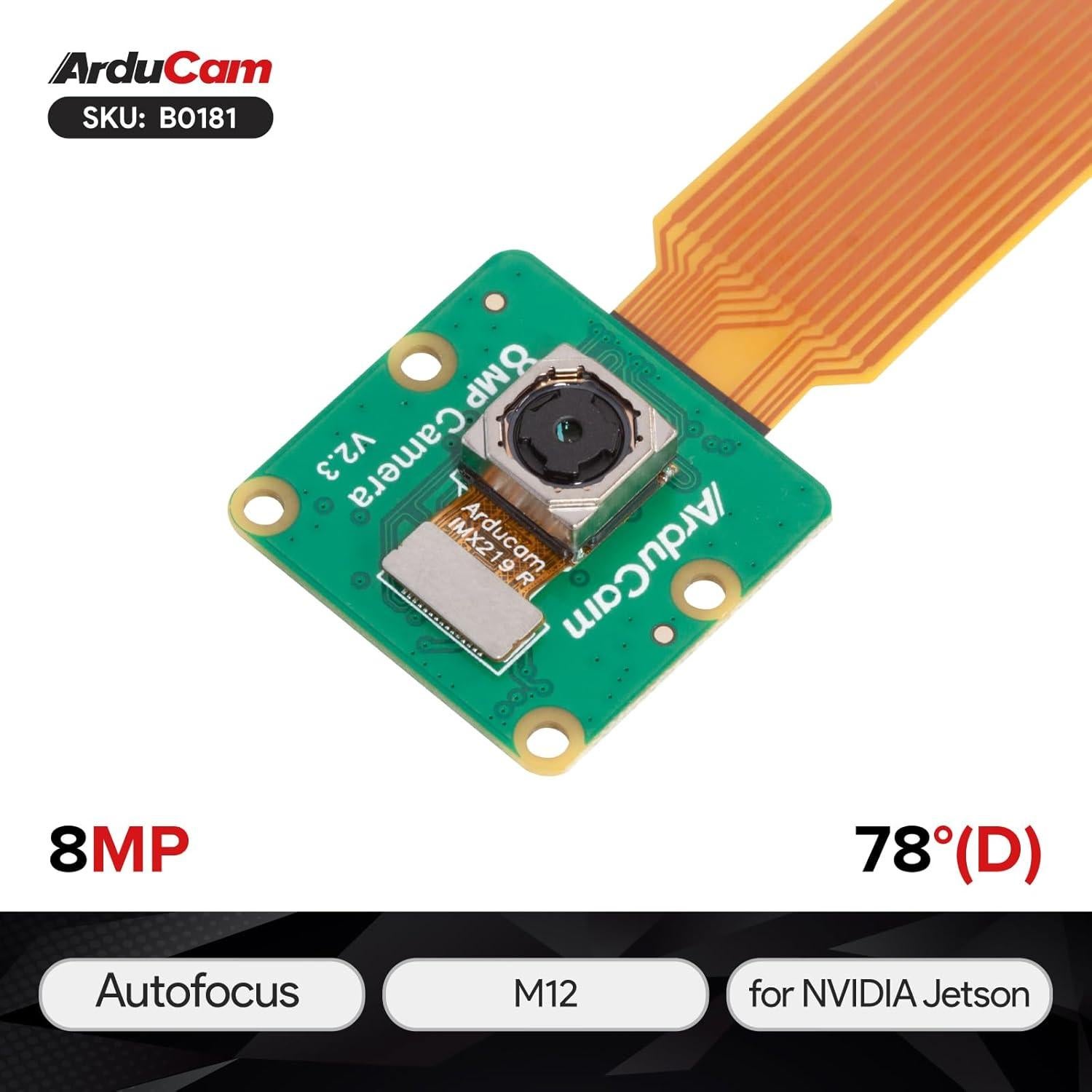 Cámara Autofoco Arducam 8MP IMX219 77.6° Compatible Jetson