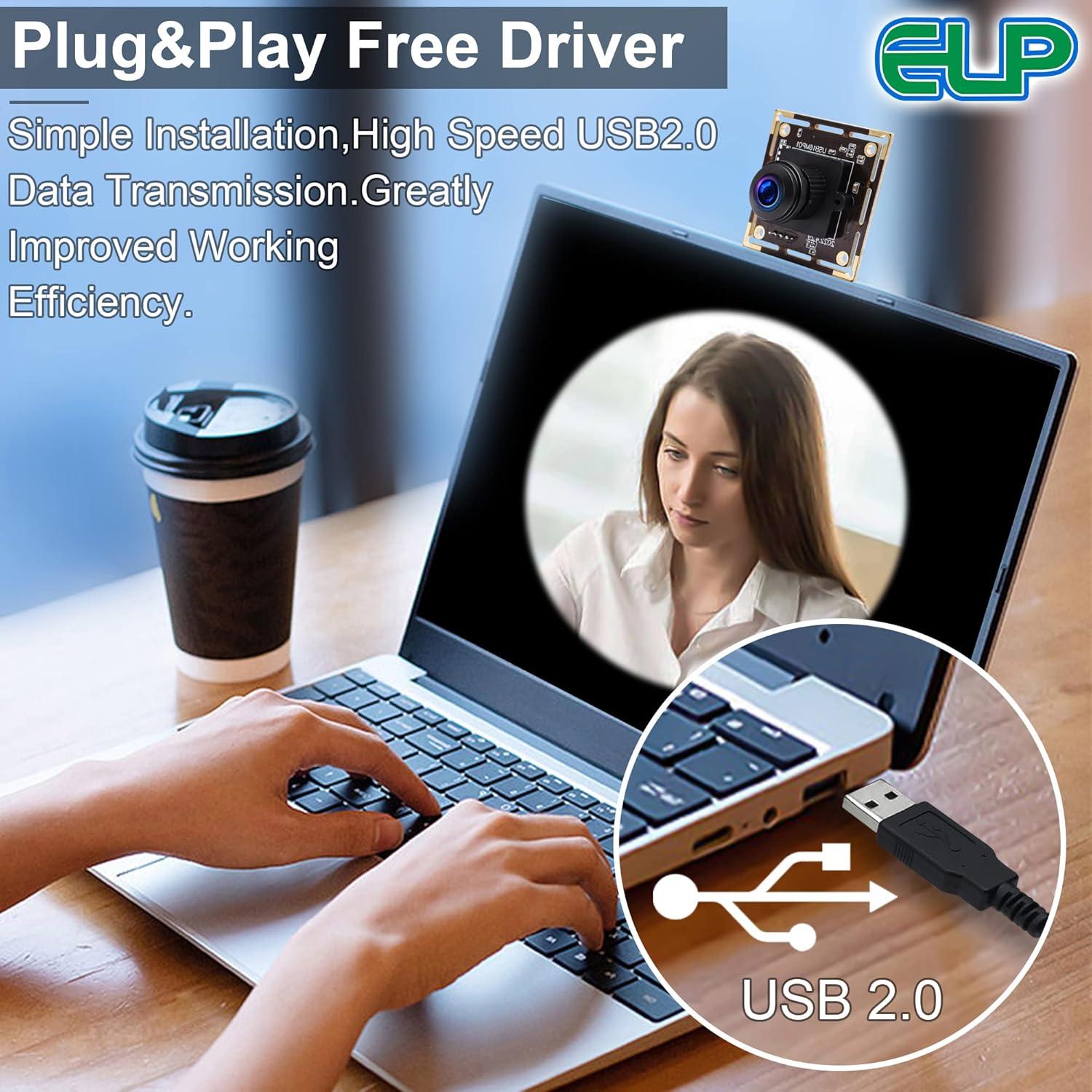 Cámara USB ELP 16MP Gran Angular 180° Ultra HD para PC