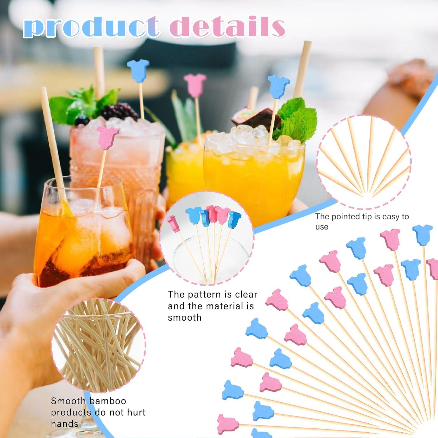 Palillos de cóctel Bambú 100 unidades Revelación de género