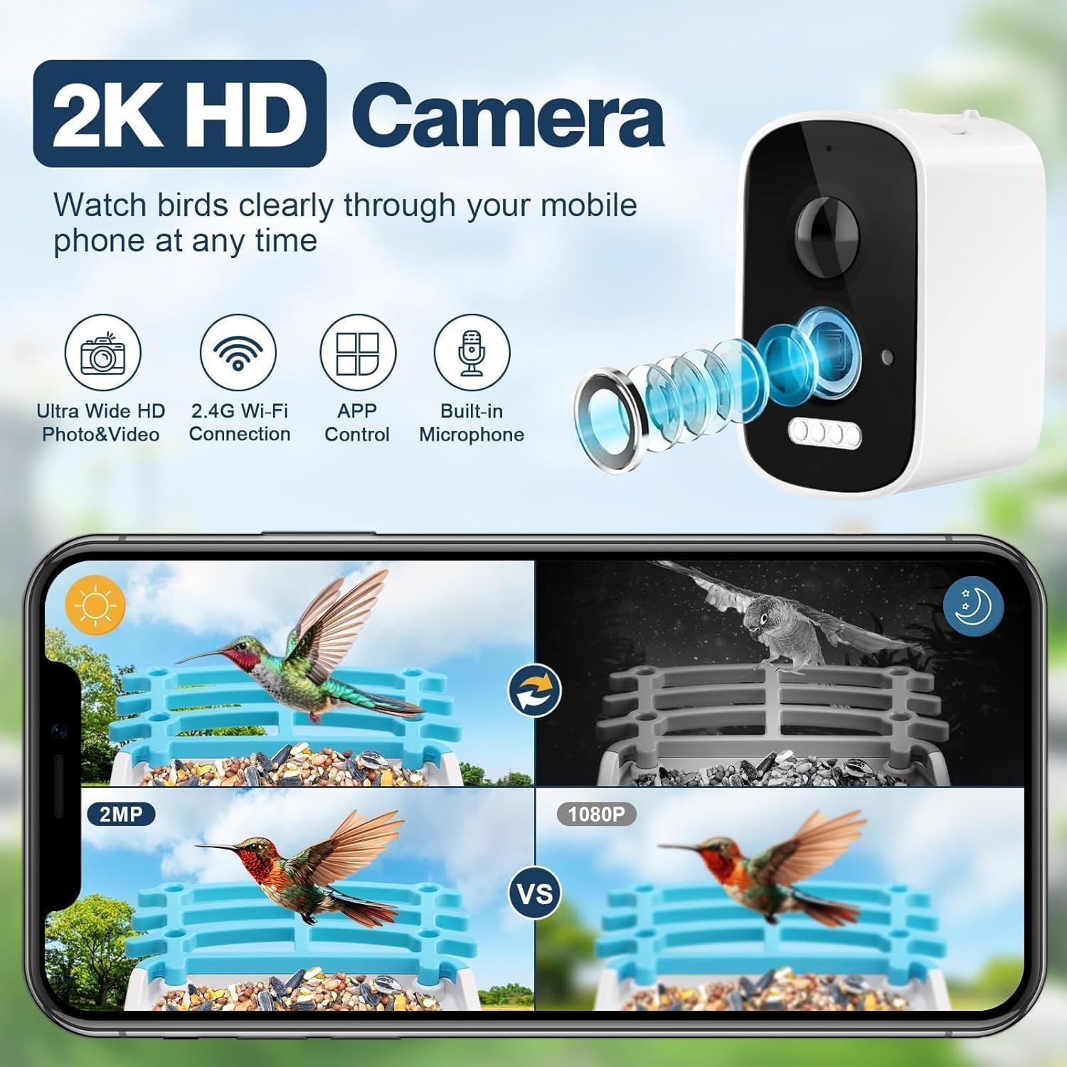 Comedero para Aves AUTGA con Cámara 2K HD y Panel Solar