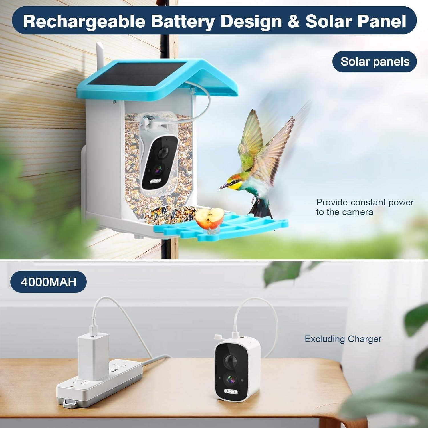 Comedero para Aves AUTGA con Cámara 2K HD y Panel Solar
