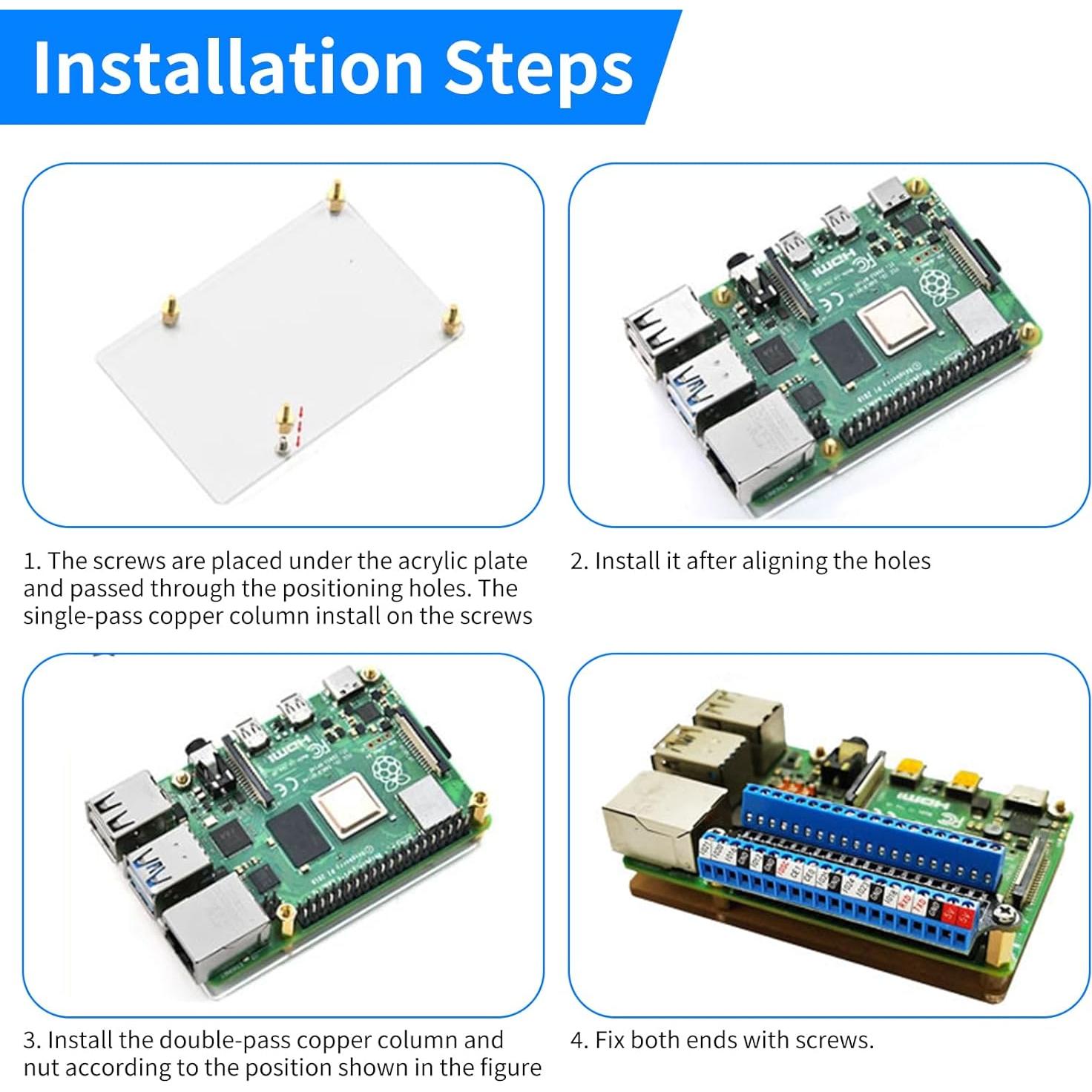 Placa de Expansión GPIO YELUFT para Raspberry Pi 4B/3B - Mini Terminal